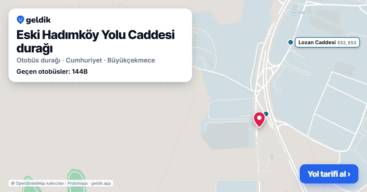 Eski Hadımköy Yolu Caddesi otobüs durağı haritada: konumu ve yakındaki duraklar