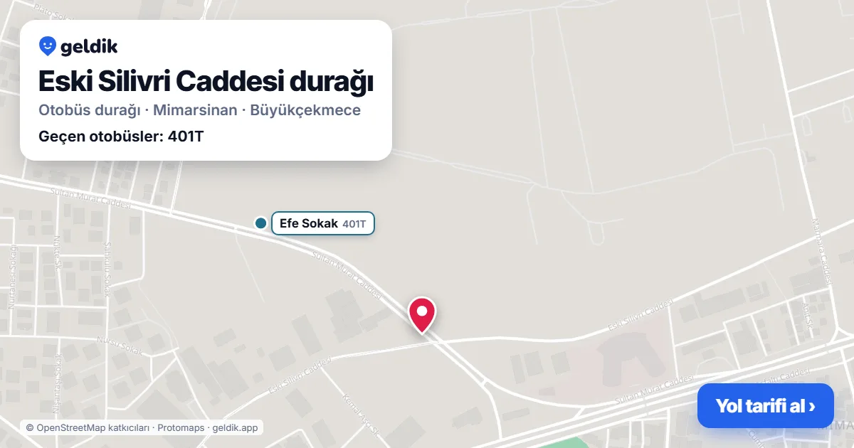 Eski Silivri Caddesi otobüs durağı haritada: konumu ve yakındaki duraklar