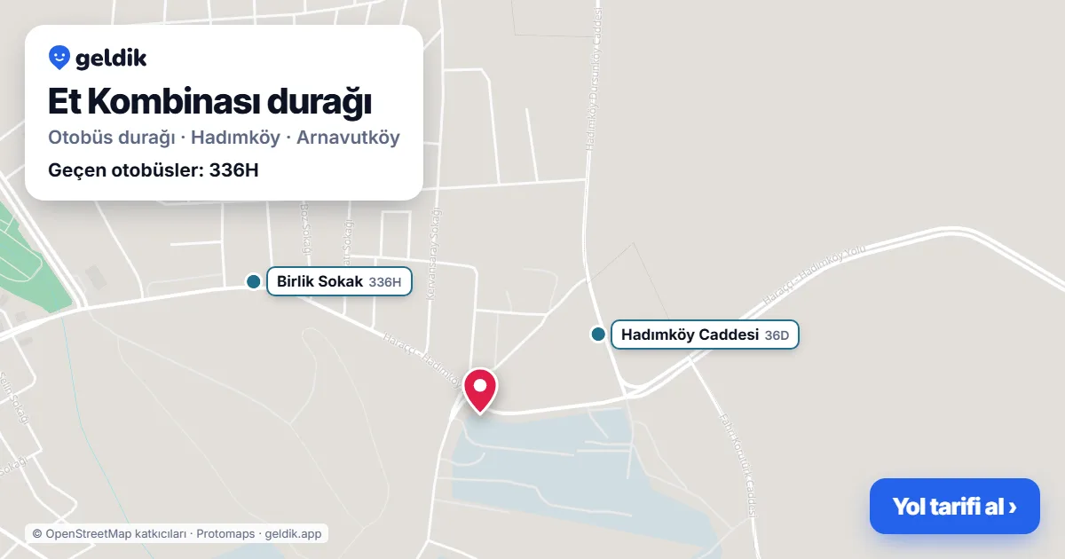 Et Kombinası otobüs durağı haritada: konumu ve yakındaki duraklar