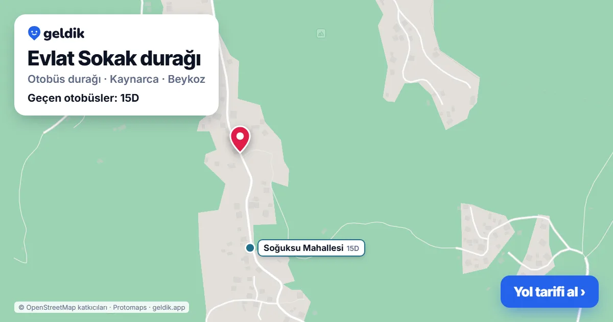 Evlat Sokak otobüs durağı haritada: konumu ve yakındaki duraklar