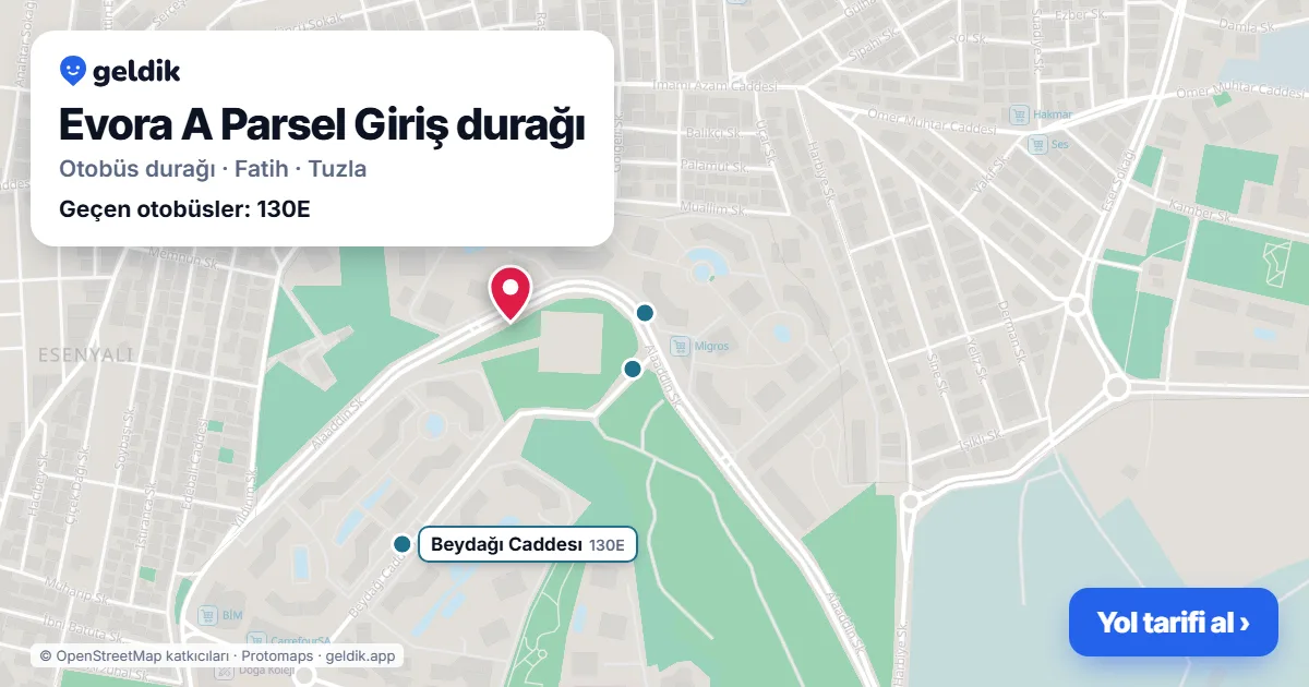 Evora A Parsel Giriş otobüs durağı haritada: konumu ve yakındaki duraklar