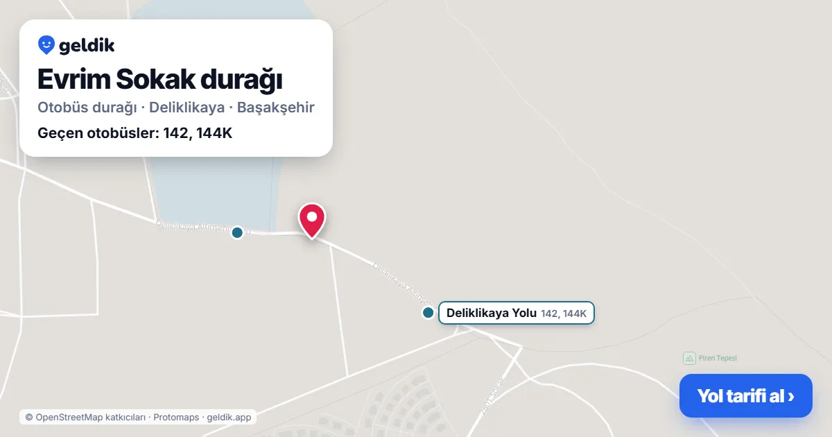 Evrim Sokak otobüs durağı haritada: konumu ve yakındaki duraklar