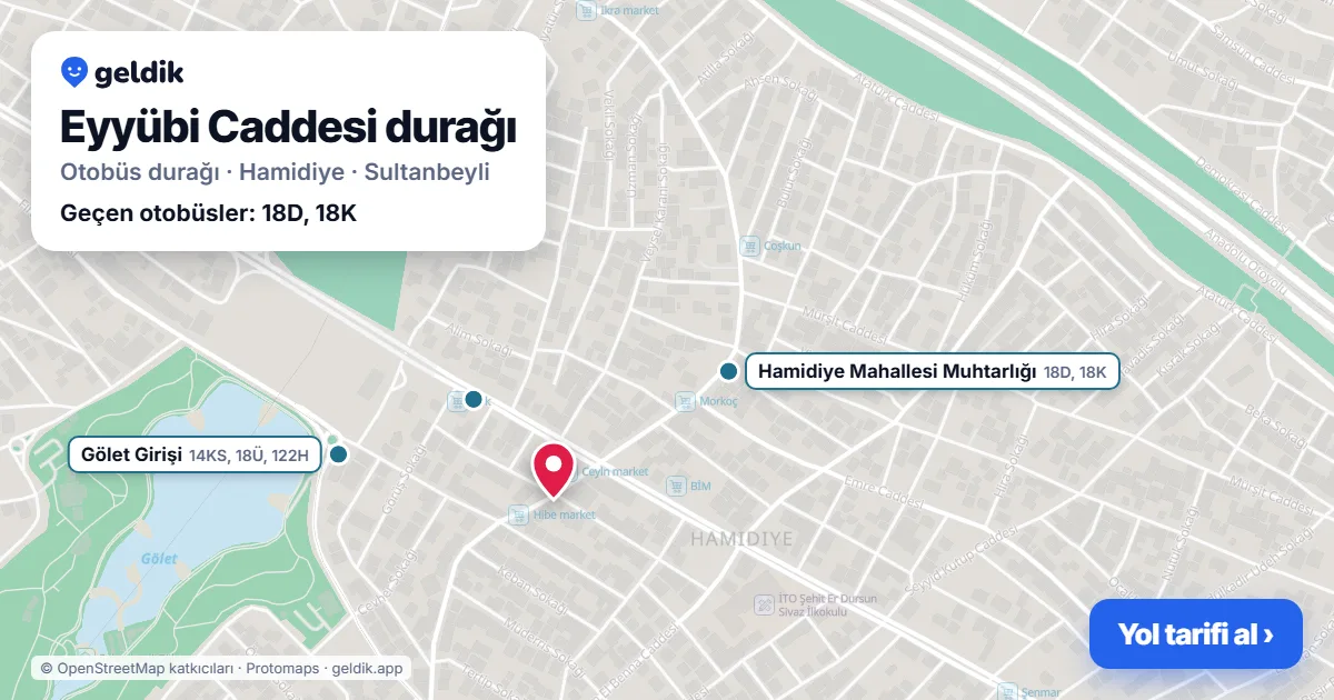 Eyyübi Caddesi otobüs durağı haritada: konumu ve yakındaki duraklar
