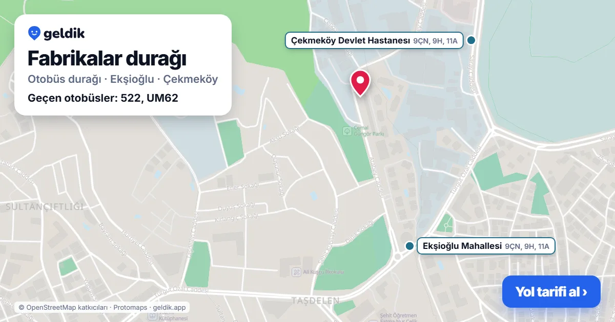 Fabrikalar otobüs durağı haritada: konumu ve yakındaki duraklar
