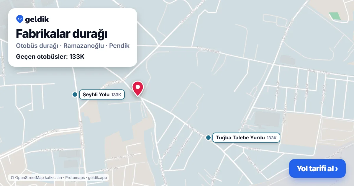 Fabrikalar otobüs durağı haritada: konumu ve yakındaki duraklar