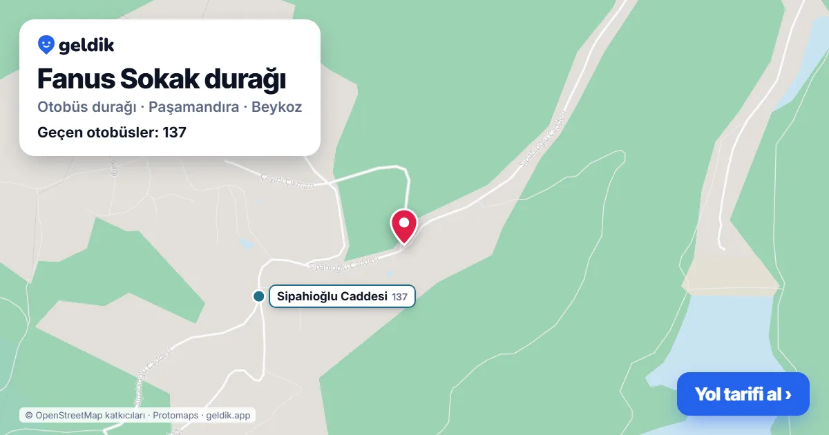 Fanus Sokak otobüs durağı haritada: konumu ve yakındaki duraklar