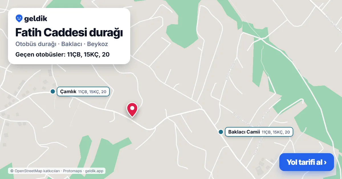 Fatih Caddesi otobüs durağı haritada: konumu ve yakındaki duraklar