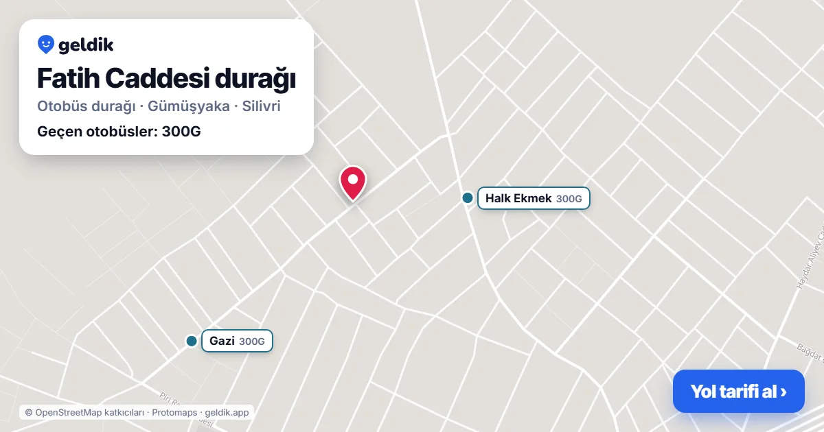 Fatih Caddesi otobüs durağı haritada: konumu ve yakındaki duraklar