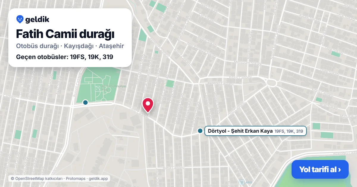 Fatih Camii otobüs durağı haritada: konumu ve yakındaki duraklar