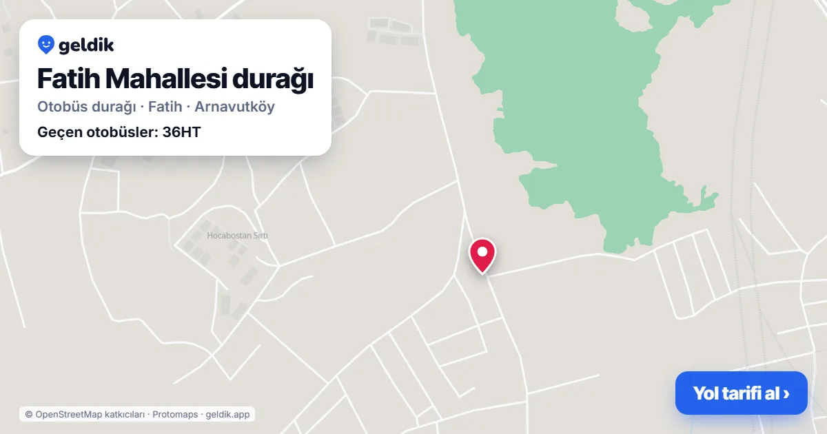 Fatih Mahallesi otobüs durağı haritada: konumu ve yakındaki duraklar