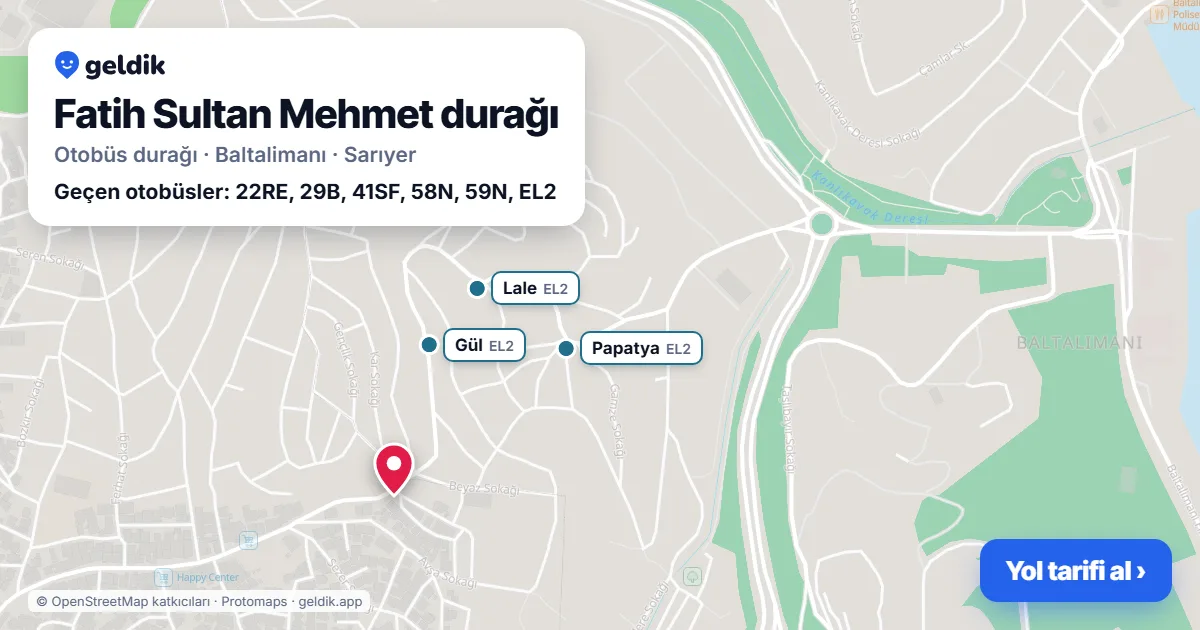 Fatih Sultan Mehmet otobüs durağı haritada: konumu ve yakındaki duraklar
