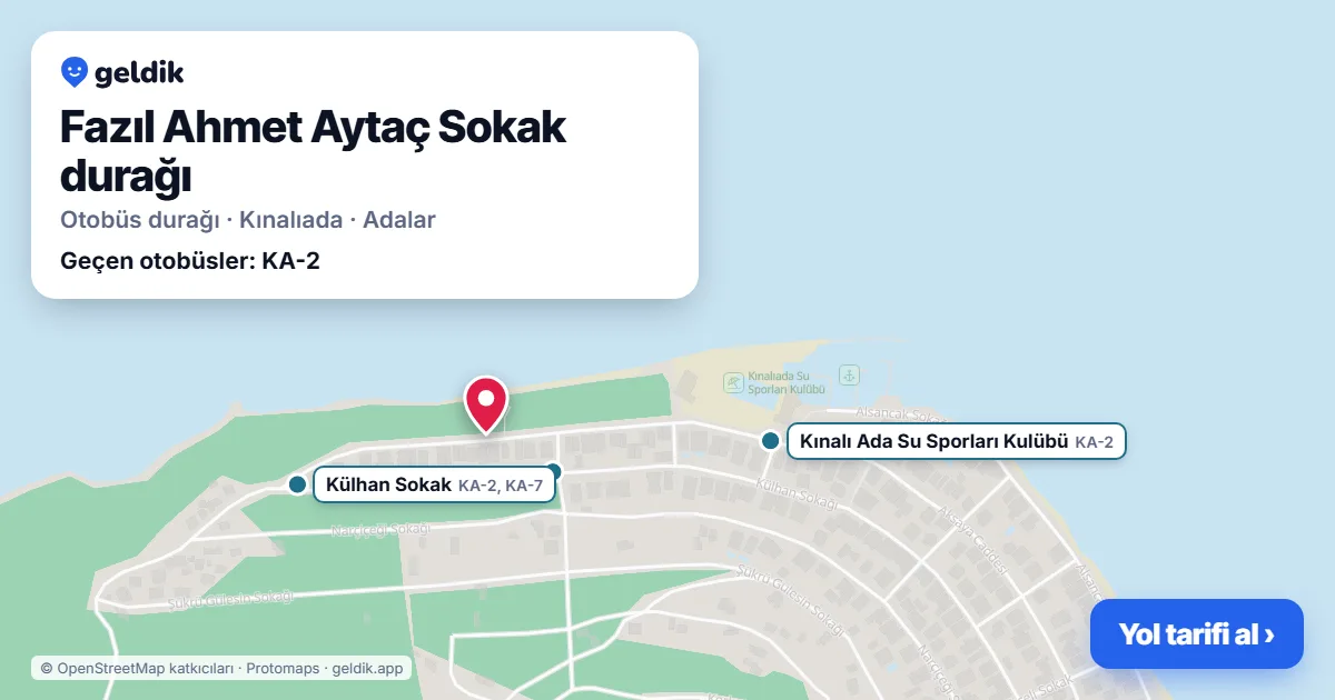 Fazıl Ahmet Aytaç Sokak otobüs durağı haritada: konumu ve yakındaki duraklar