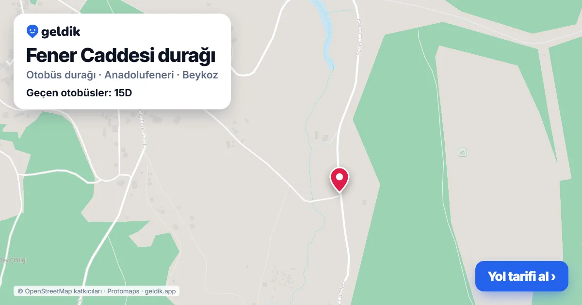 Fener Caddesi otobüs durağı haritada: konumu ve yakındaki duraklar