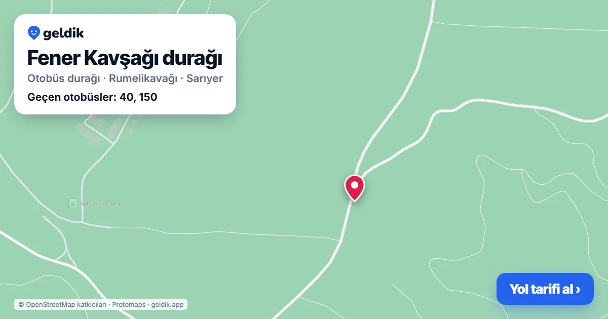 Fener Kavşağı otobüs durağı haritada: konumu ve yakındaki duraklar