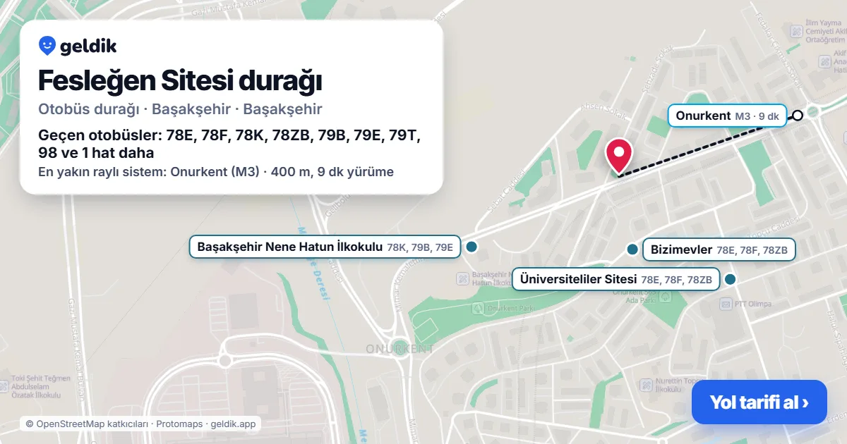 Fesleğen Sitesi otobüs durağı haritada: konumu ve yakındaki duraklar