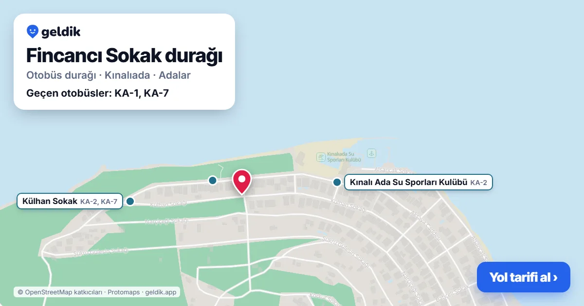 Fincancı Sokak otobüs durağı haritada: konumu ve yakındaki duraklar