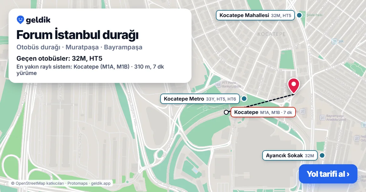 Forum İstanbul otobüs durağı haritada: konumu ve yakındaki duraklar