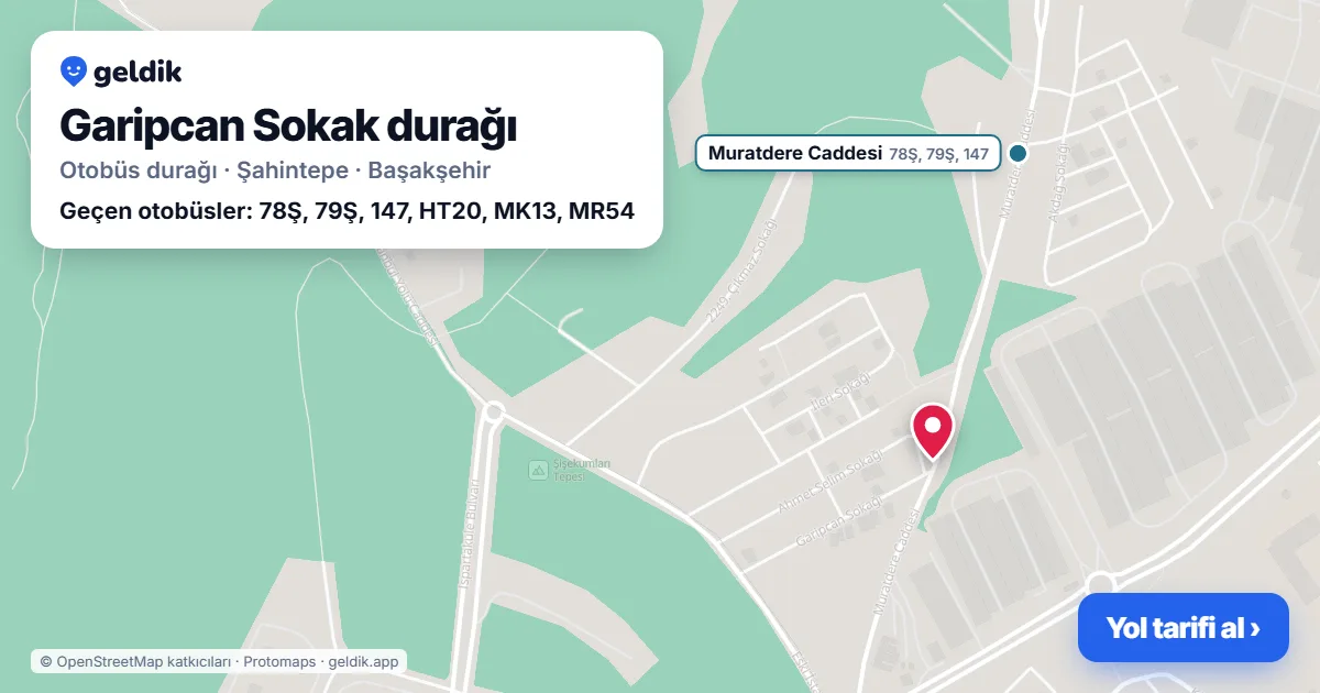 Garipcan Sokak otobüs durağı haritada: konumu ve yakındaki duraklar