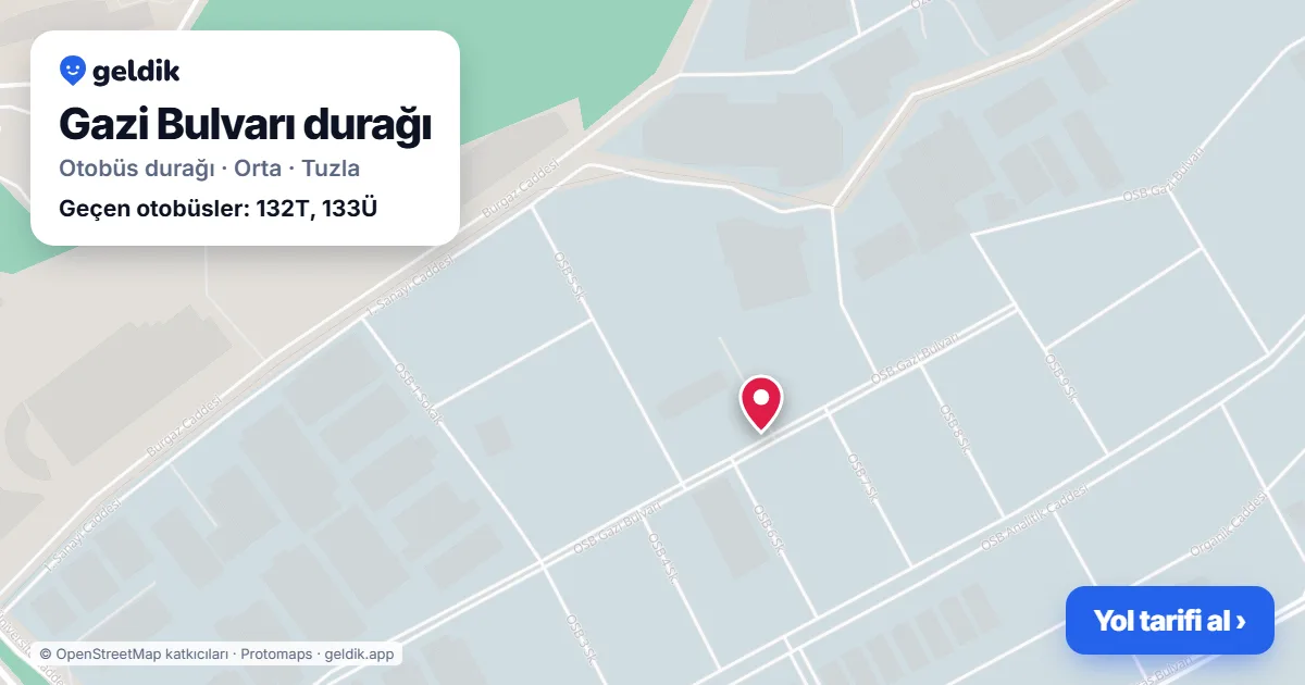 Gazi Bulvarı otobüs durağı haritada: konumu ve yakındaki duraklar
