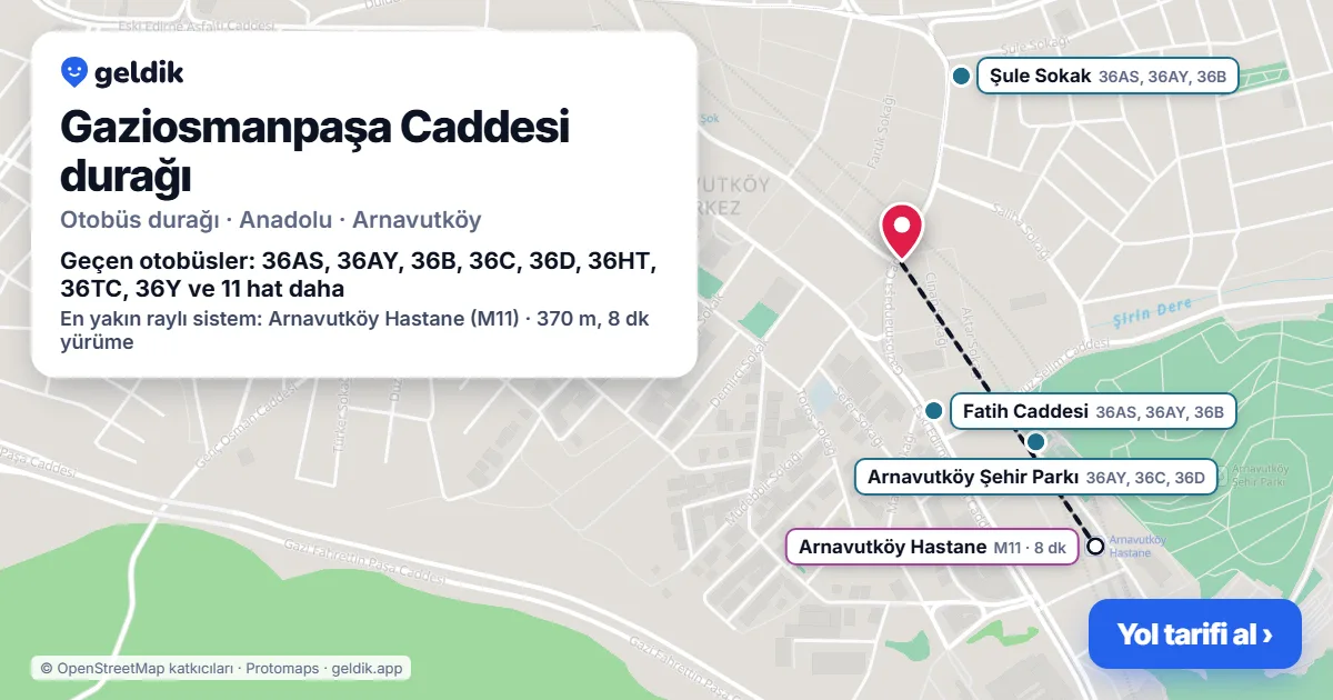 Gaziosmanpaşa Caddesi otobüs durağı haritada: konumu ve yakındaki duraklar