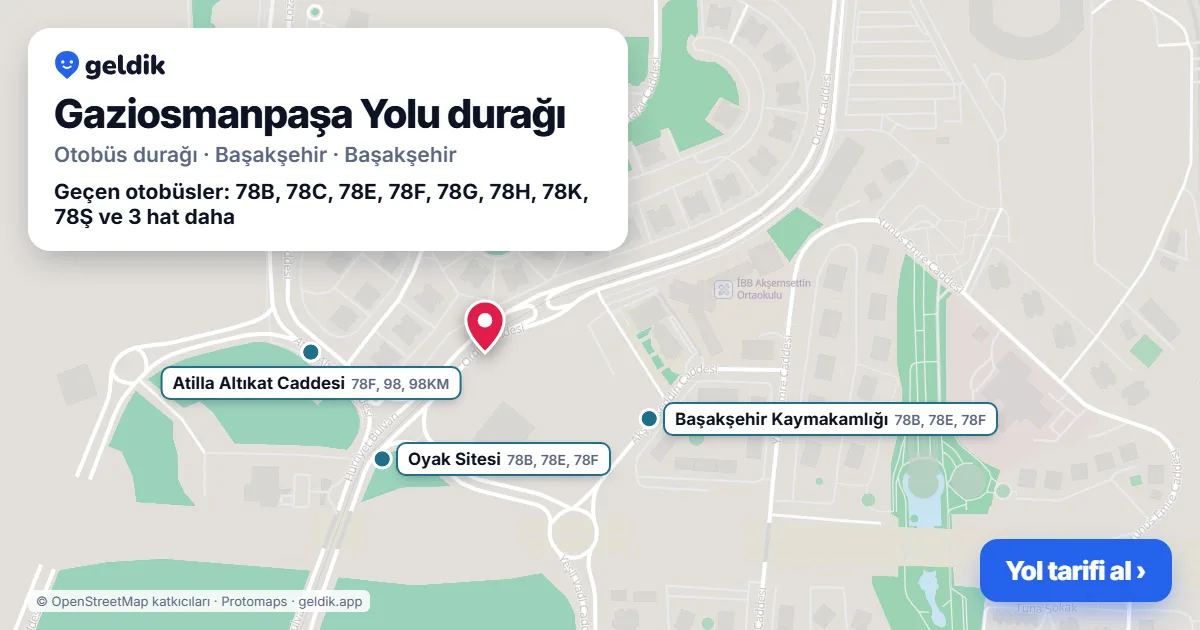 Gaziosmanpaşa Yolu otobüs durağı haritada: konumu ve yakındaki duraklar