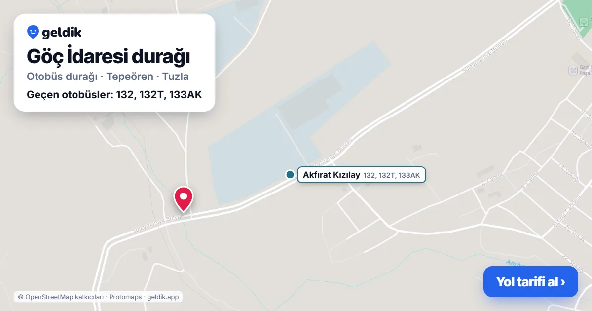 Göç İdaresi otobüs durağı haritada: konumu ve yakındaki duraklar