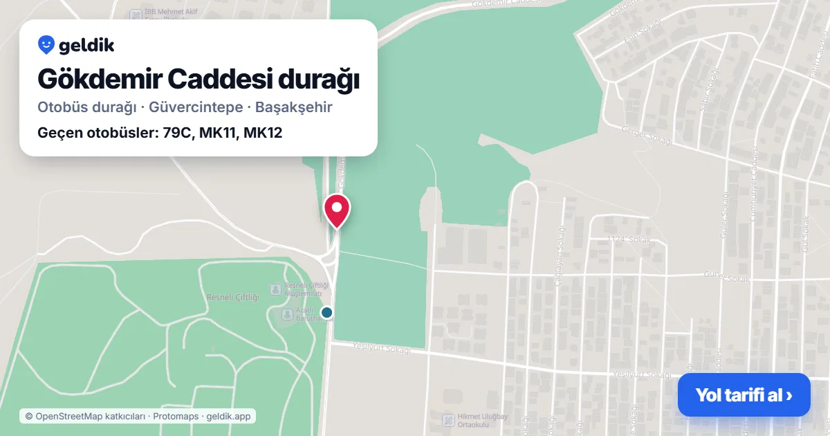 Gökdemir Caddesi otobüs durağı haritada: konumu ve yakındaki duraklar