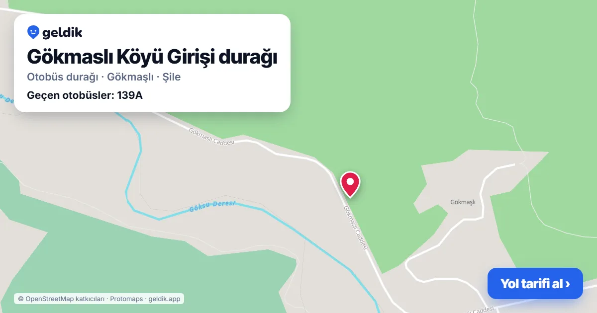Gökmaslı Köyü Girişi otobüs durağı haritada: konumu ve yakındaki duraklar