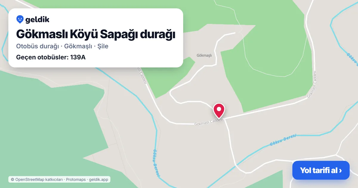 Gökmaslı Köyü Sapağı otobüs durağı haritada: konumu ve yakındaki duraklar