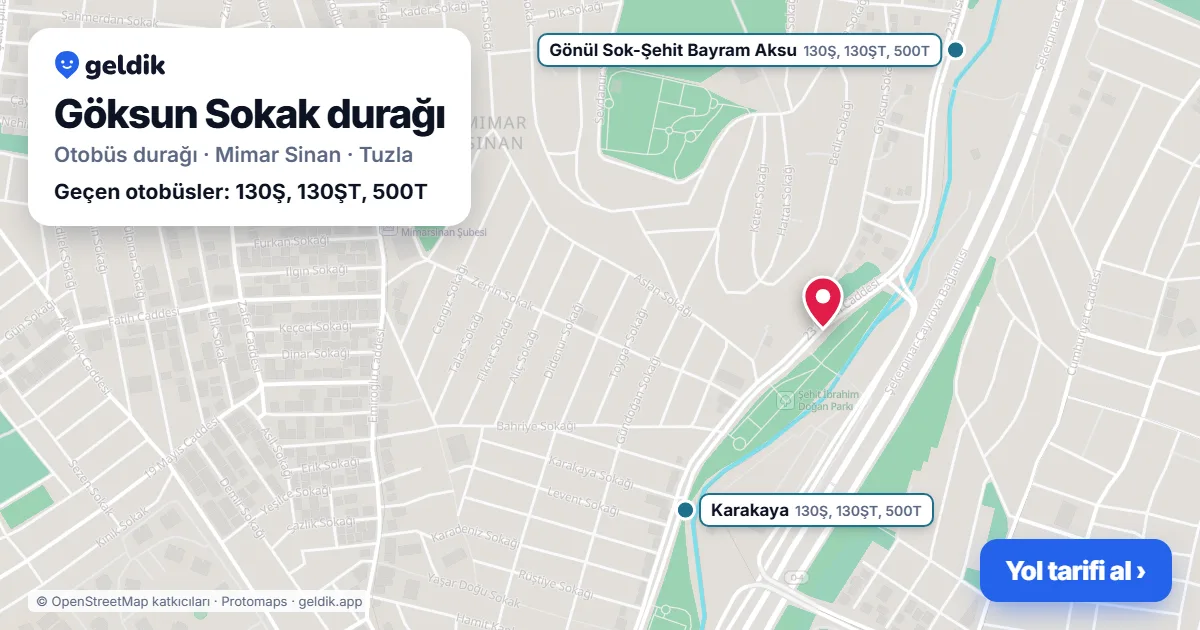 Göksun Sokak otobüs durağı haritada: konumu ve yakındaki duraklar