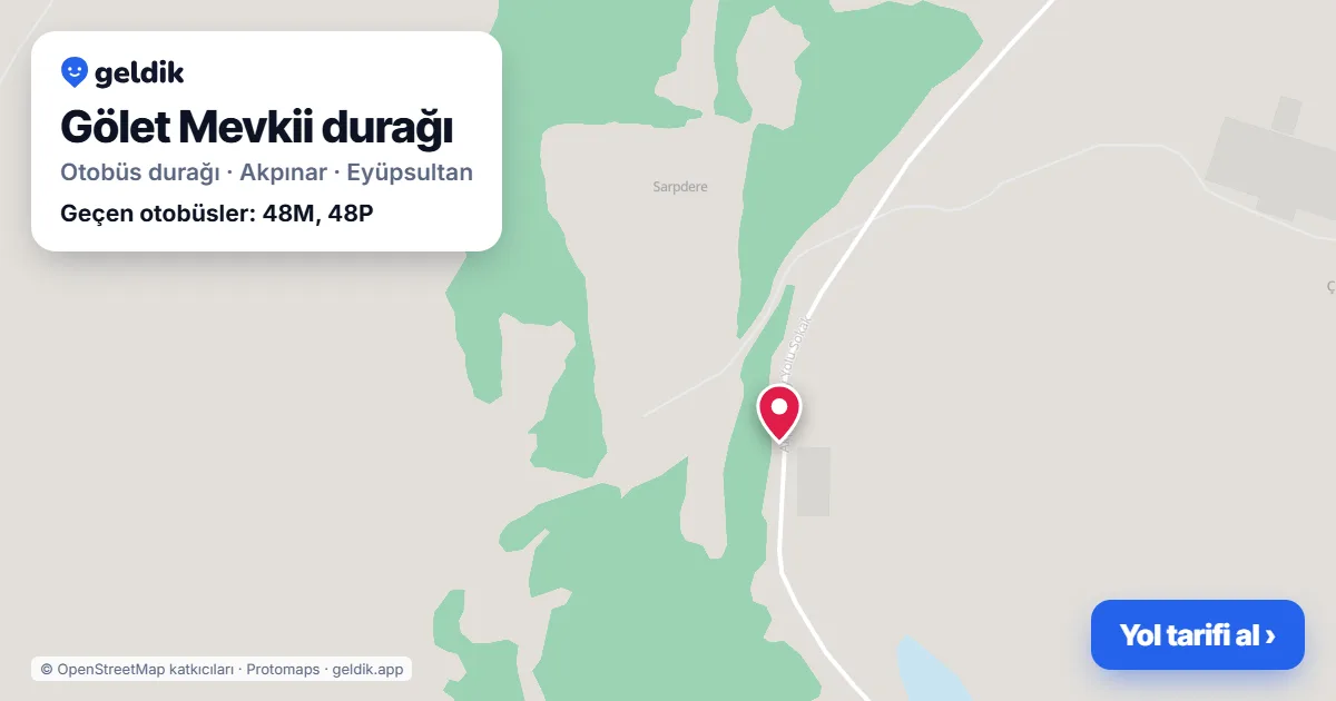 Gölet Mevkii otobüs durağı haritada: konumu ve yakındaki duraklar