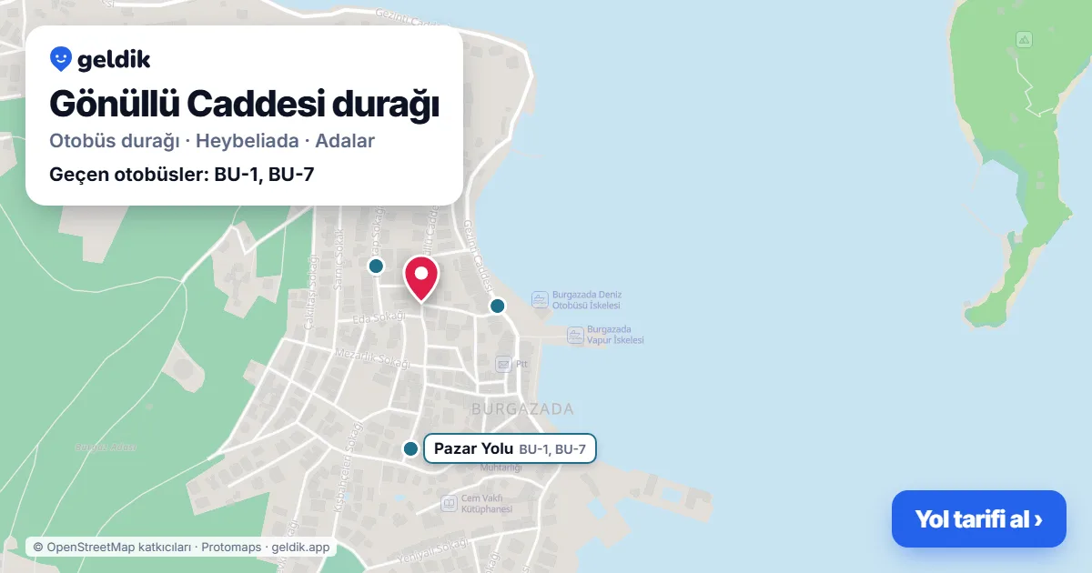 Gönüllü Caddesi otobüs durağı haritada: konumu ve yakındaki duraklar