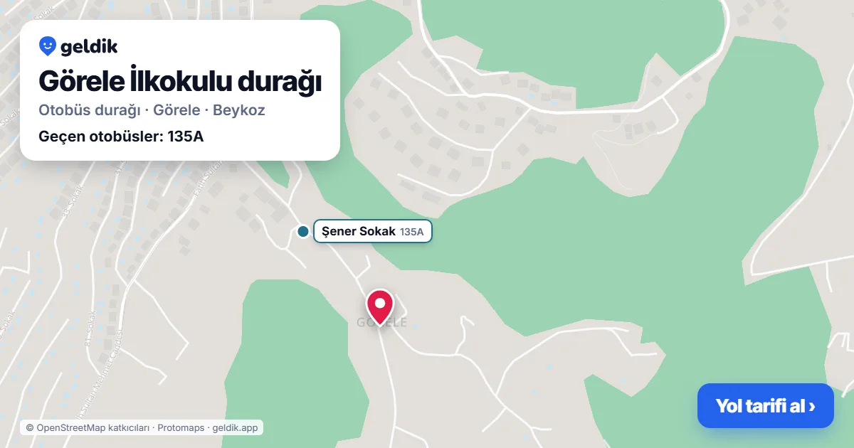 Görele İlkokulu otobüs durağı haritada: konumu ve yakındaki duraklar