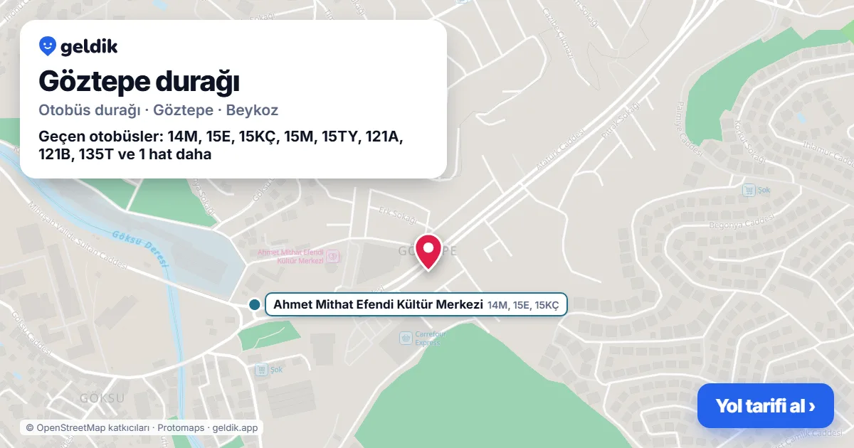 Göztepe otobüs durağı haritada: konumu ve yakındaki duraklar