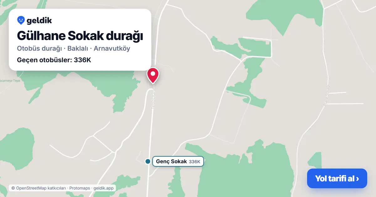 Gülhane Sokak otobüs durağı haritada: konumu ve yakındaki duraklar