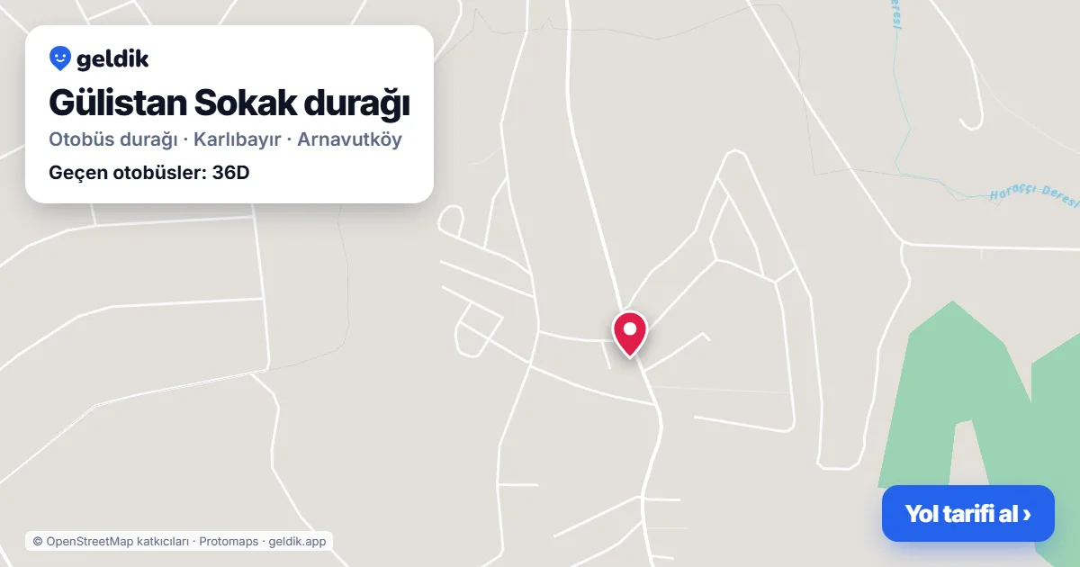 Gülistan Sokak otobüs durağı haritada: konumu ve yakındaki duraklar