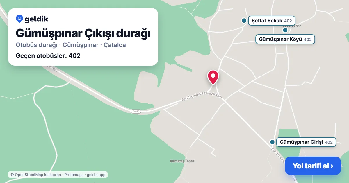 Gümüşpınar Çıkışı otobüs durağı haritada: konumu ve yakındaki duraklar