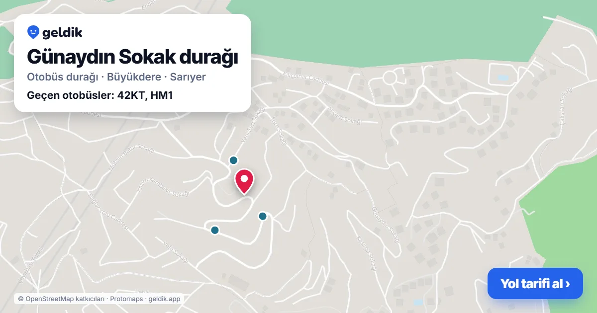 Günaydın Sokak otobüs durağı haritada: konumu ve yakındaki duraklar
