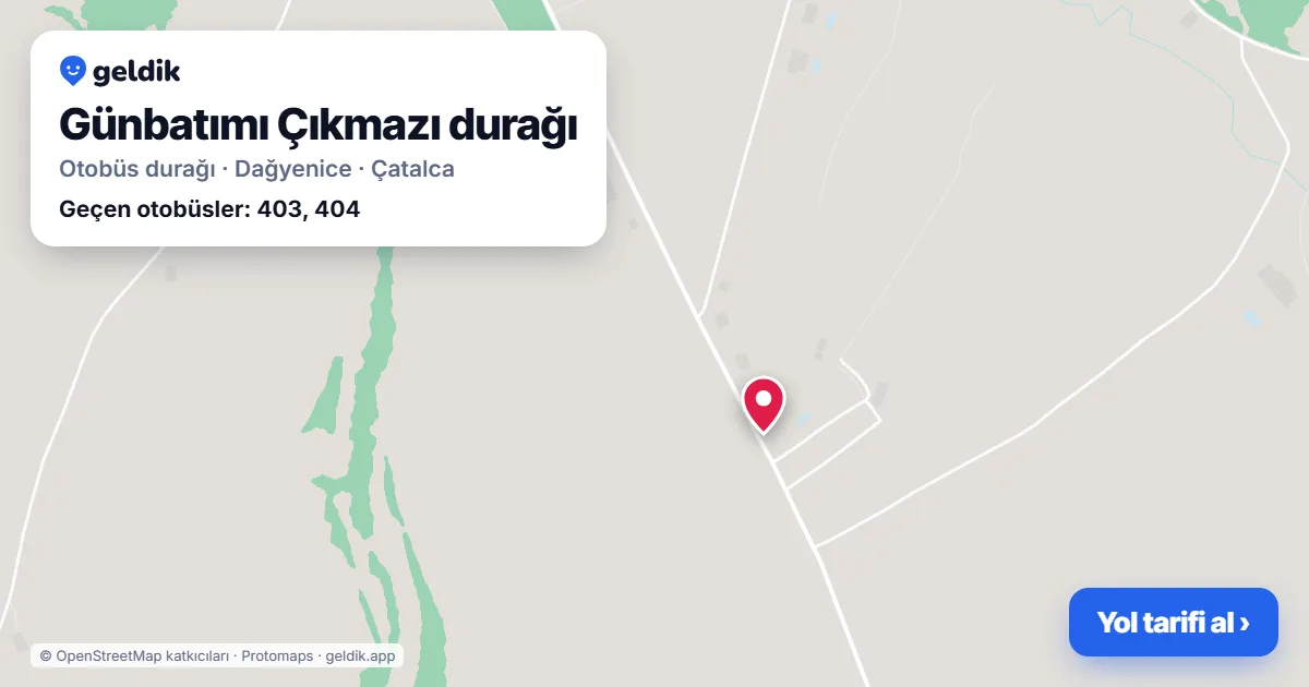 Günbatımı Çıkmazı otobüs durağı haritada: konumu ve yakındaki duraklar