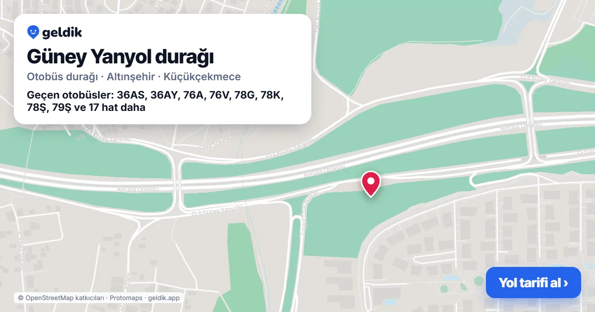 Güney Yanyol otobüs durağı haritada: konumu ve yakındaki duraklar