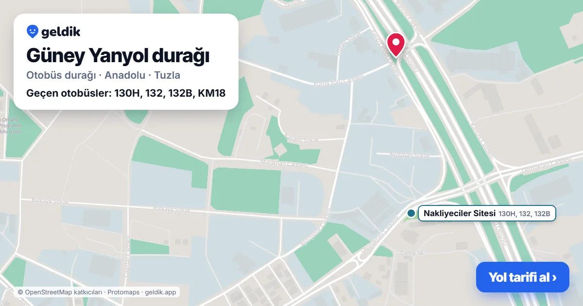 Güney Yanyol otobüs durağı haritada: konumu ve yakındaki duraklar