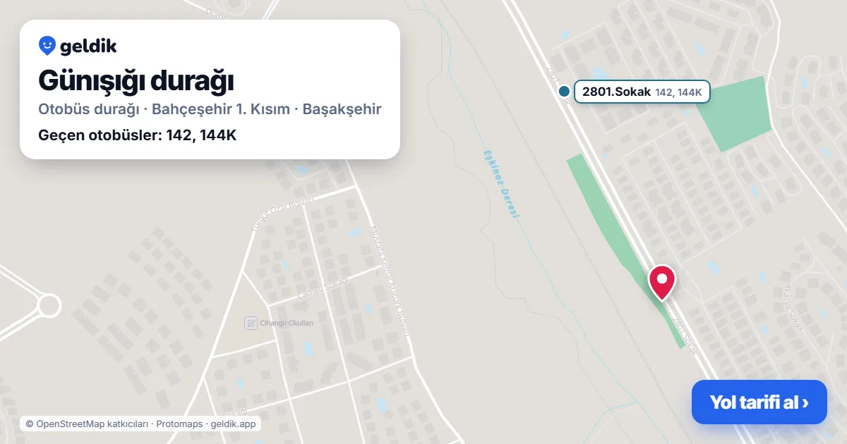Günışığı otobüs durağı haritada: konumu ve yakındaki duraklar