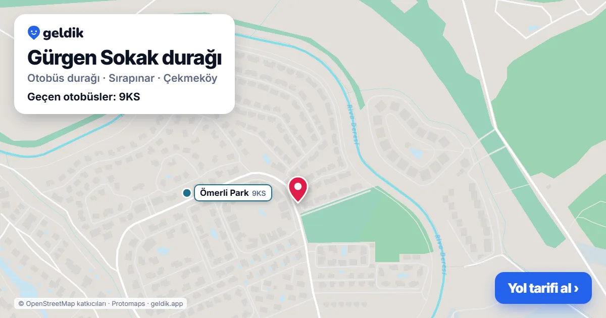 Gürgen Sokak otobüs durağı haritada: konumu ve yakındaki duraklar
