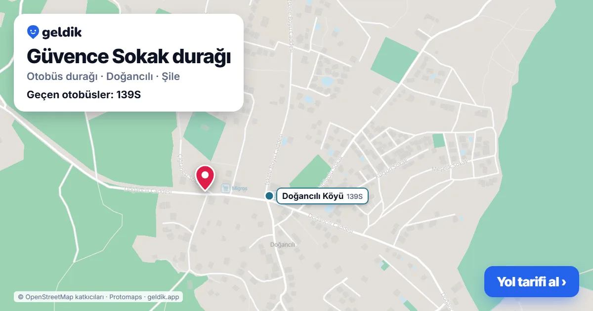 Güvence Sokak otobüs durağı haritada: konumu ve yakındaki duraklar