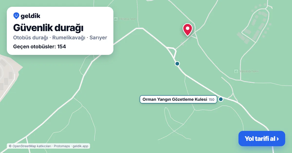 Güvenlik otobüs durağı haritada: konumu ve yakındaki duraklar
