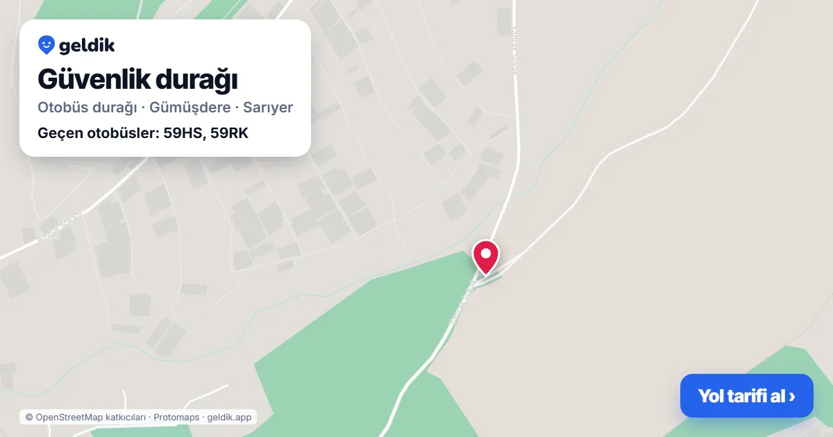 Güvenlik otobüs durağı haritada: konumu ve yakındaki duraklar