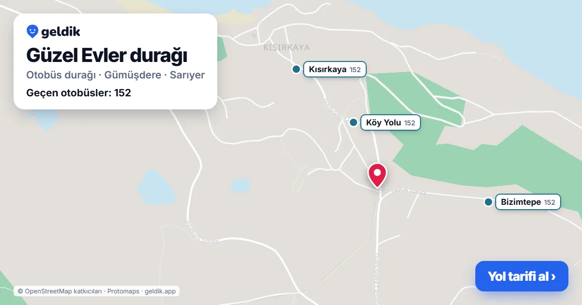 Güzel Evler otobüs durağı haritada: konumu ve yakındaki duraklar