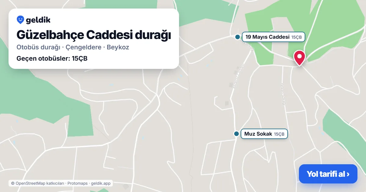 Güzelbahçe Caddesi otobüs durağı haritada: konumu ve yakındaki duraklar
