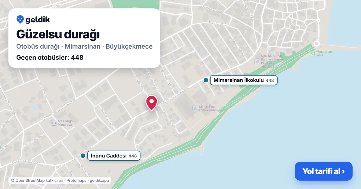 Güzelsu otobüs durağı haritada: konumu ve yakındaki duraklar