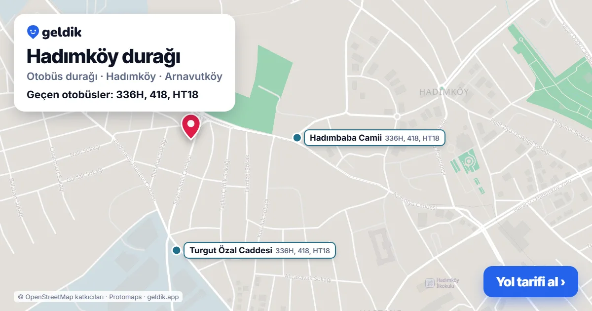 Hadımköy otobüs durağı haritada: konumu ve yakındaki duraklar